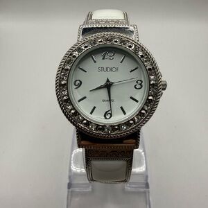 Women's Studio Time Quartz Analog 34mm Dial Bangle Cuff Watch (New Battery)